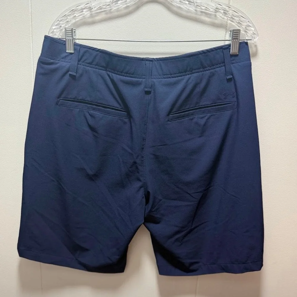 Under Armour Mens Navy Blue Performance Golf Shorts Stretch‎ Flat Front Size 34